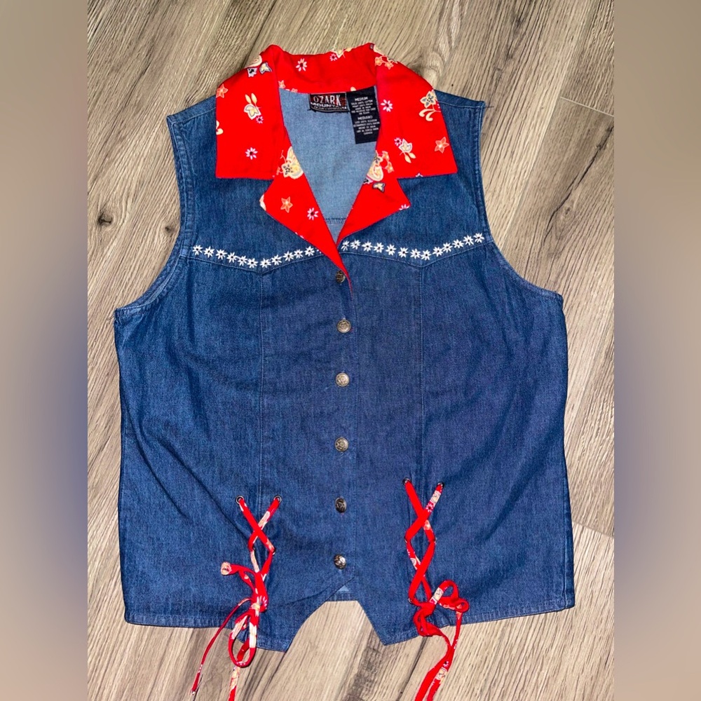 Vintage Ozark Mountain Jean Co‎ Denim embroidered vest Women’s Size M